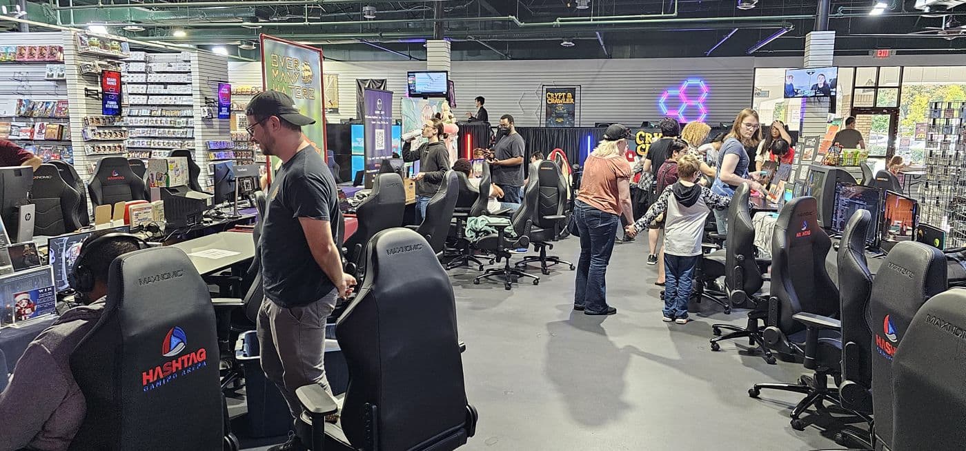 Players on the floor at Hashtag Gaming Arena